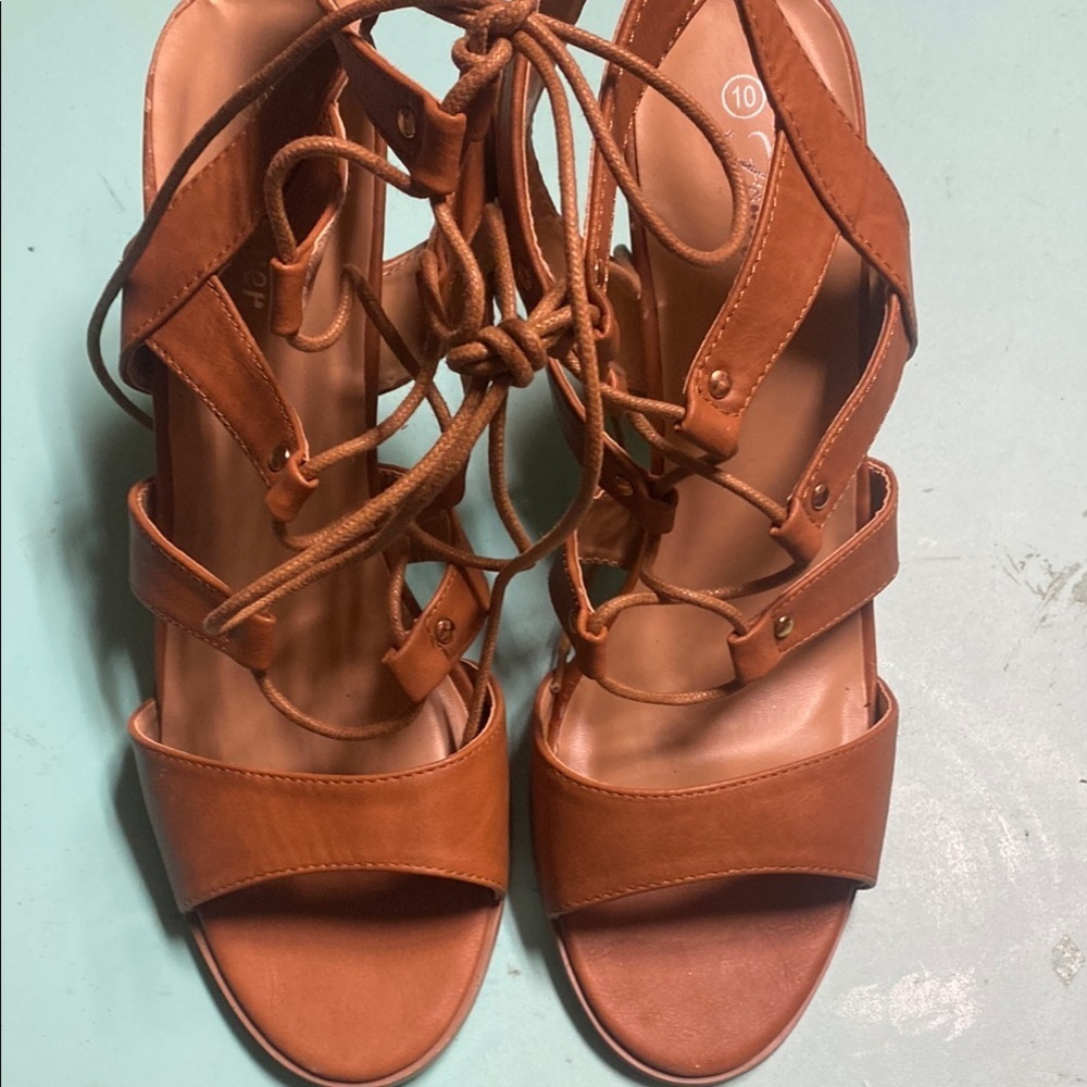 Brown Size 10 Gladiator Heeled Sandals